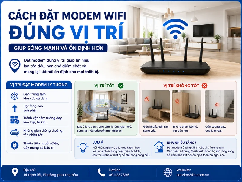 Cách đặt modem wifi đúng vị trí giúp sóng mạnh và ổn định hơn