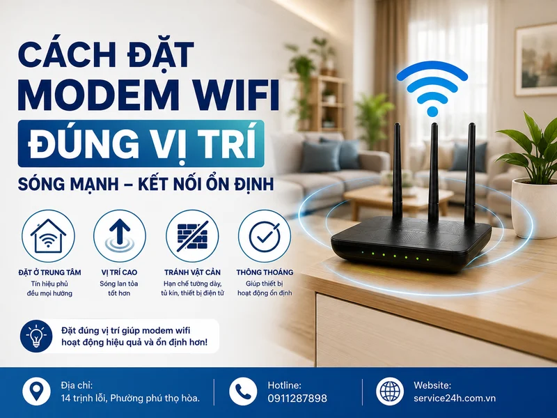 Cách đặt modem wifi đúng vị trí