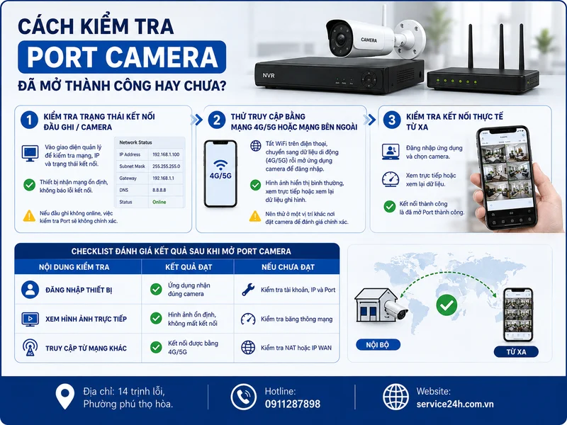 Cách kiểm tra Port camera đã mở thành công hay chưa