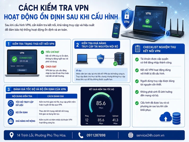 Cách kiểm tra VPN hoạt động ổn định sau khi cấu hình