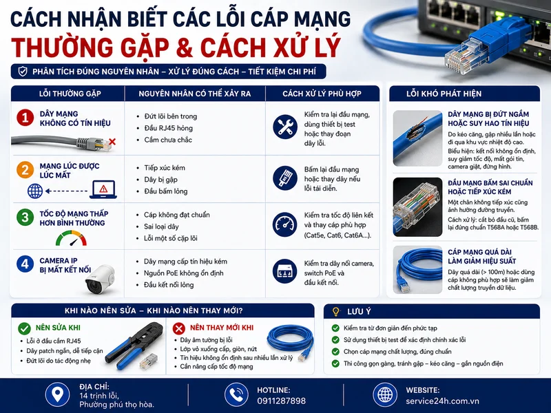 Cách nhận biết các lỗi cáp mạng thường gặp và cách xử lý