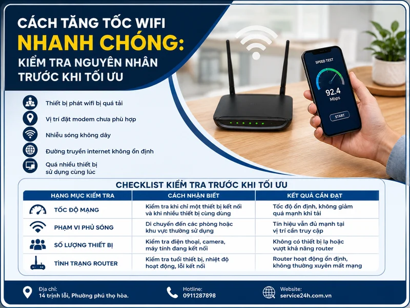 Cách tăng tốc wifi nhanh chóng: Kiểm tra nguyên nhân trước khi tối ưu