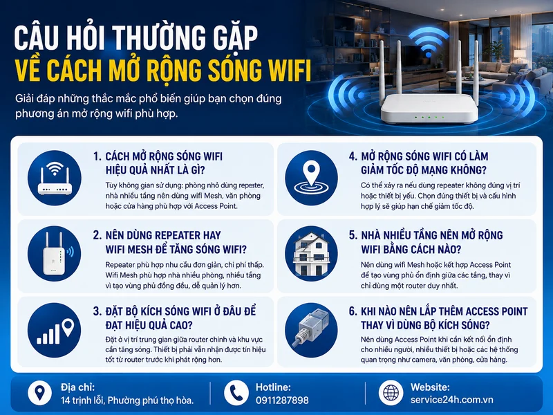 Câu hỏi thường gặp về cách mở rộng sóng wifi