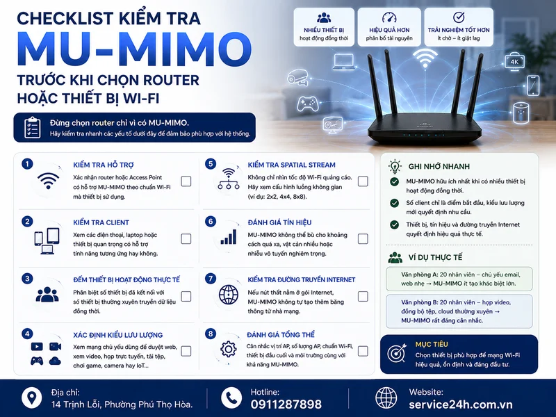 Checklist kiểm tra MU-MIMO trước khi chọn router hoặc thiết bị Wi-Fi