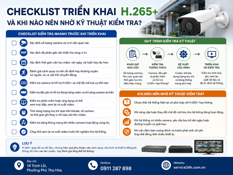 Checklist triển khai H.265+ và khi nào nên nhờ kỹ thuật kiểm tra?