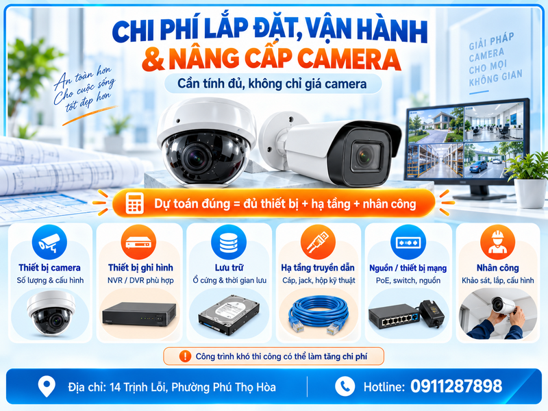 Chi phí lắp đặt, vận hành và nâng cấp camera cần tính những gì?