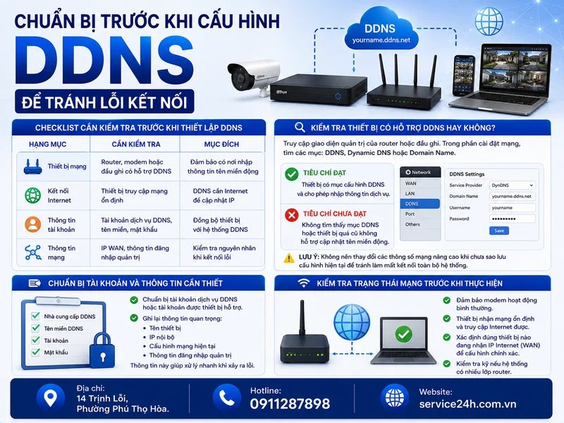 Chuẩn bị trước khi cấu hình DDNS để tránh lỗi kết nối