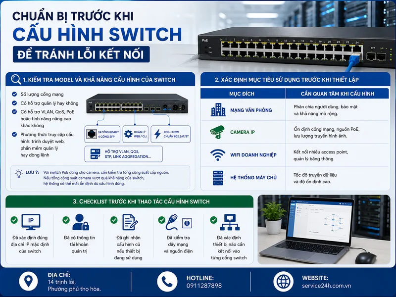 Chuẩn bị trước khi cấu hình switch để tránh lỗi kết nối