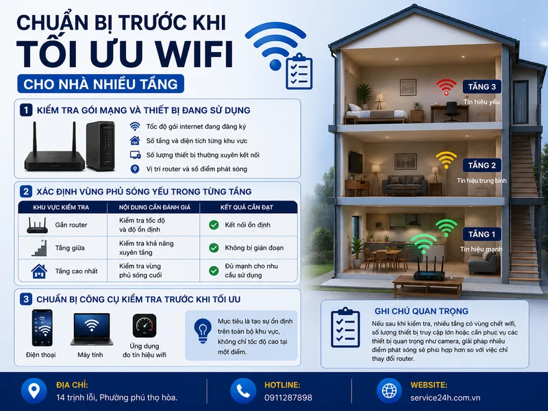 Chuẩn bị trước khi tối ưu wifi cho nhà nhiều tầng