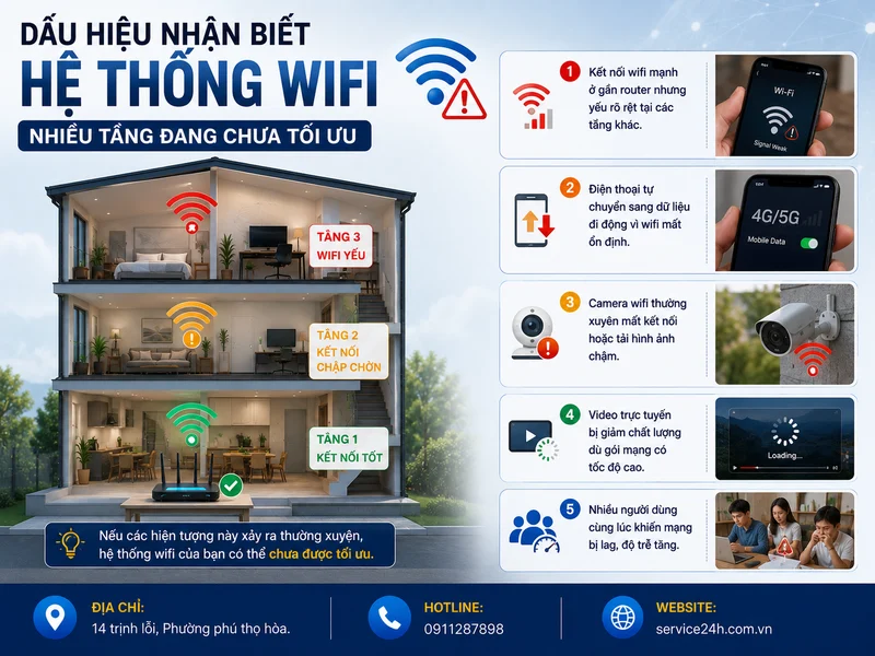 Dấu hiệu nhận biết hệ thống wifi nhiều tầng đang chưa tối ưu