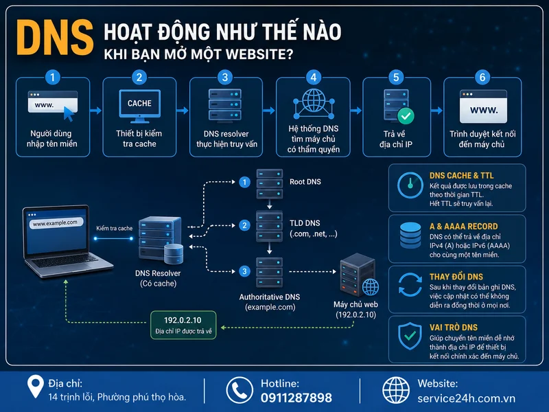 DNS hoạt động như thế nào khi bạn mở một website?