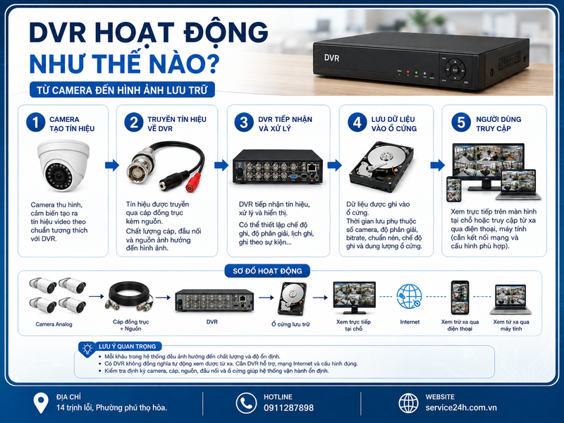 DVR hoạt động như thế nào? Từ camera đến hình ảnh lưu trữ
