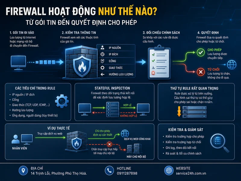 Firewall hoạt động như thế nào? Từ gói tin đến quyết định cho phép