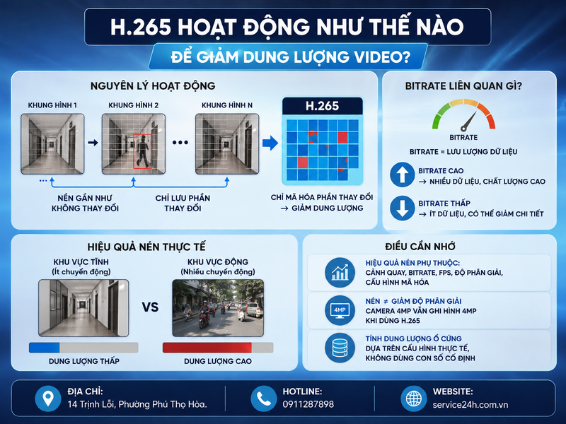 H.265 hoạt động như thế nào để giảm dung lượng video?