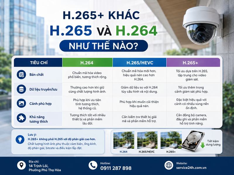 H.265+ khác H.265 và H.264 như thế nào?