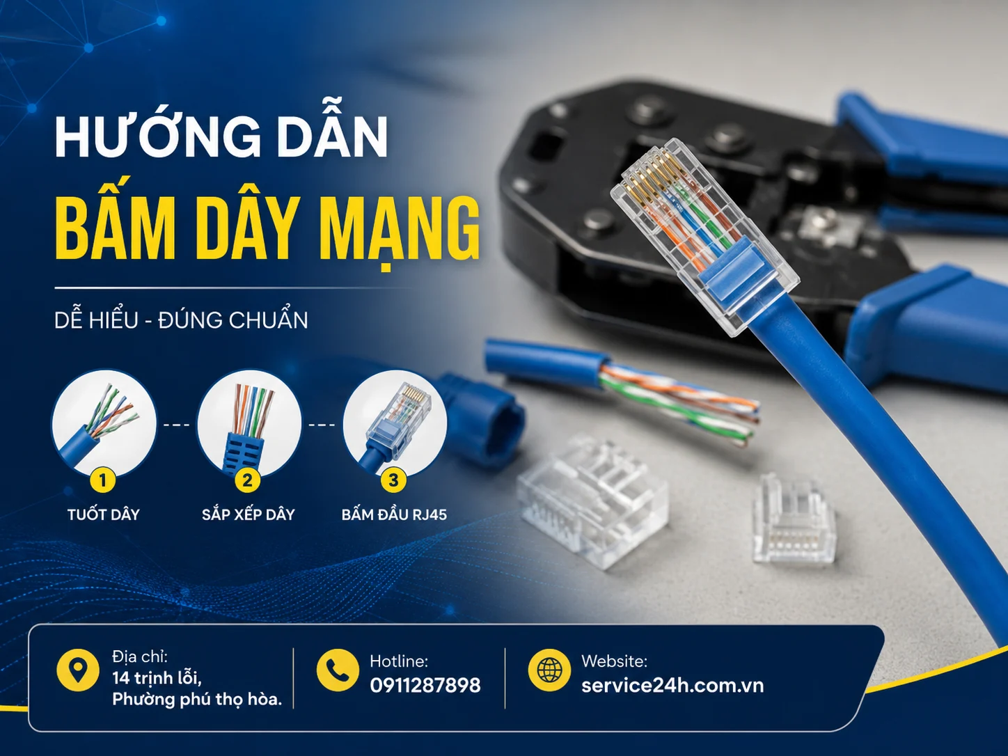 Hướng dẫn bấm dây mạng đúng chuẩn cho người mới