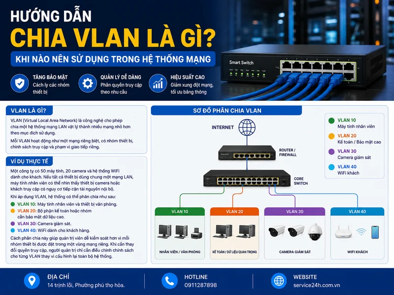 Hướng dẫn chia VLAN là gì? Khi nào nên sử dụng trong hệ thống mạng