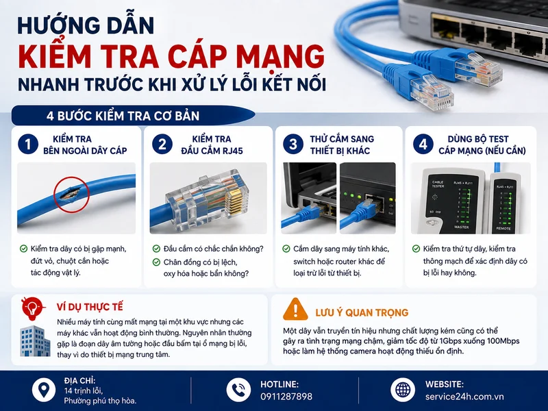 Hướng dẫn kiểm tra cáp mạng nhanh trước khi xử lý lỗi kết nối