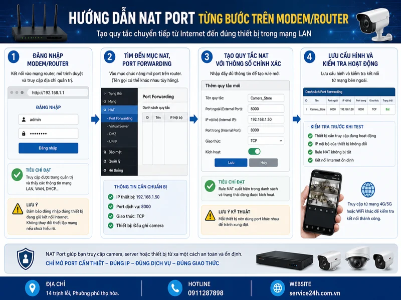 Hướng dẫn NAT Port từng bước trên modem/router