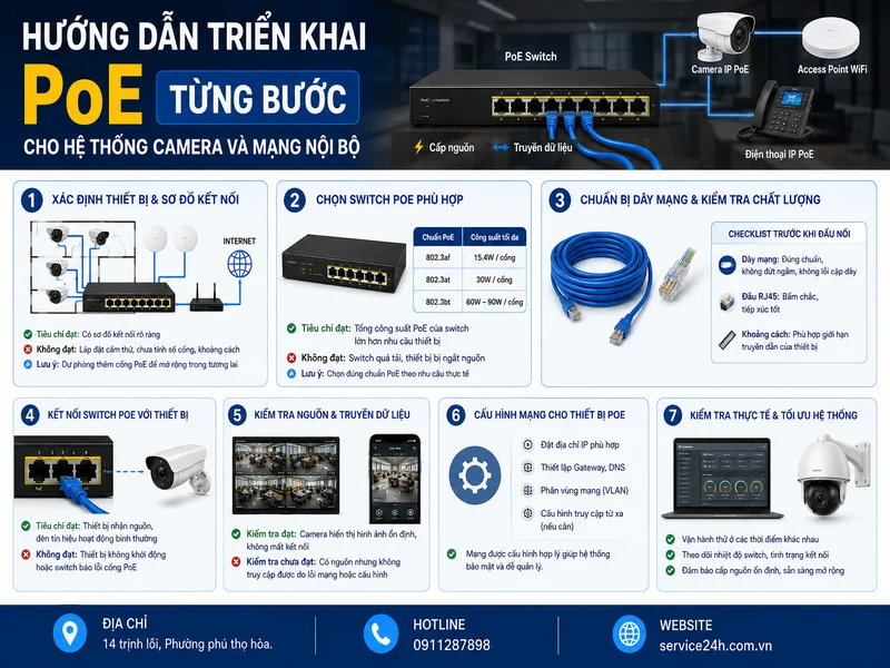 Hướng dẫn triển khai PoE từng bước cho hệ thống camera và mạng nội bộ