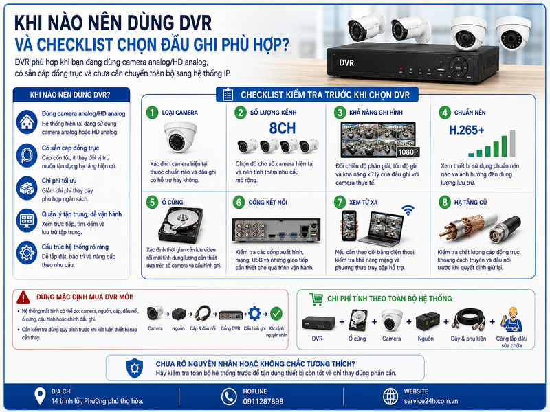 Khi nào nên dùng DVR và checklist chọn đầu ghi phù hợp?