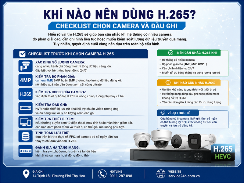 Khi nào nên dùng H.265? Checklist chọn camera và đầu ghi