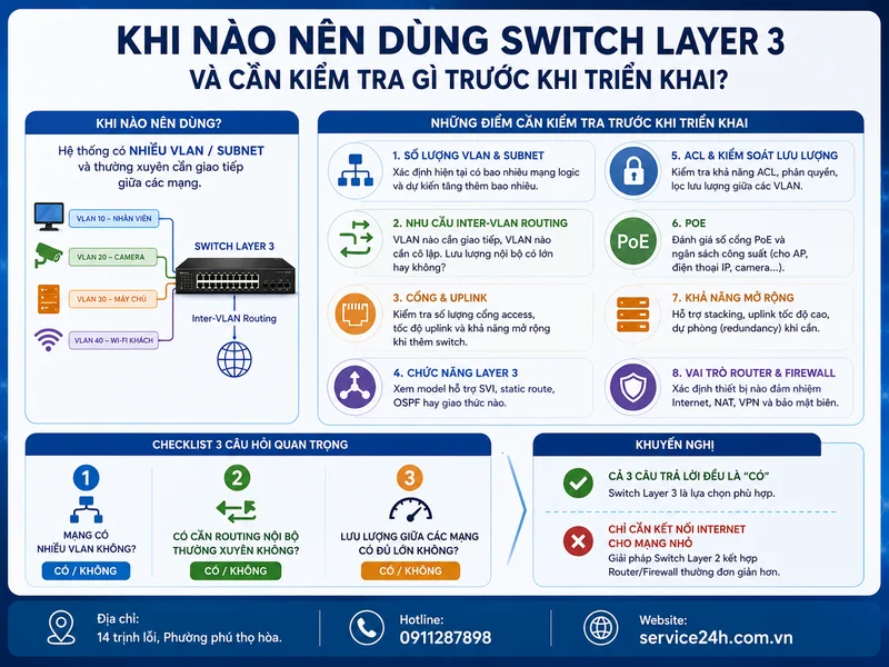 Khi nào nên dùng Switch Layer 3 và cần kiểm tra gì trước khi triển khai?