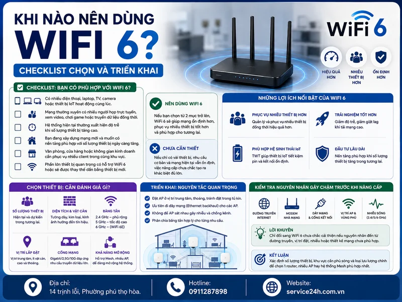 Khi nào nên dùng WiFi 6? Checklist chọn và triển khai