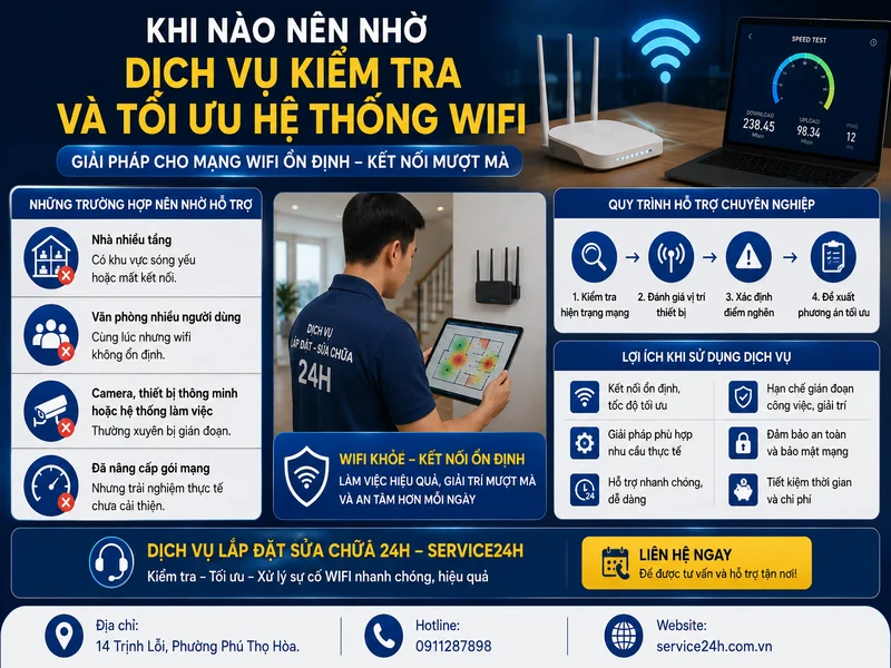 Khi nào nên nhờ dịch vụ kiểm tra và tối ưu hệ thống wifi
