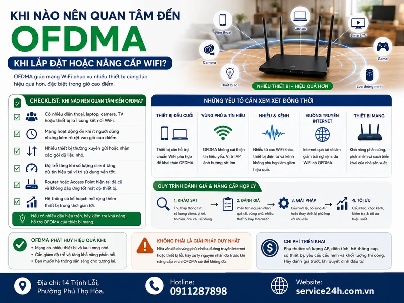 Khi nào nên quan tâm đến OFDMA khi lắp đặt hoặc nâng cấp WiFi?