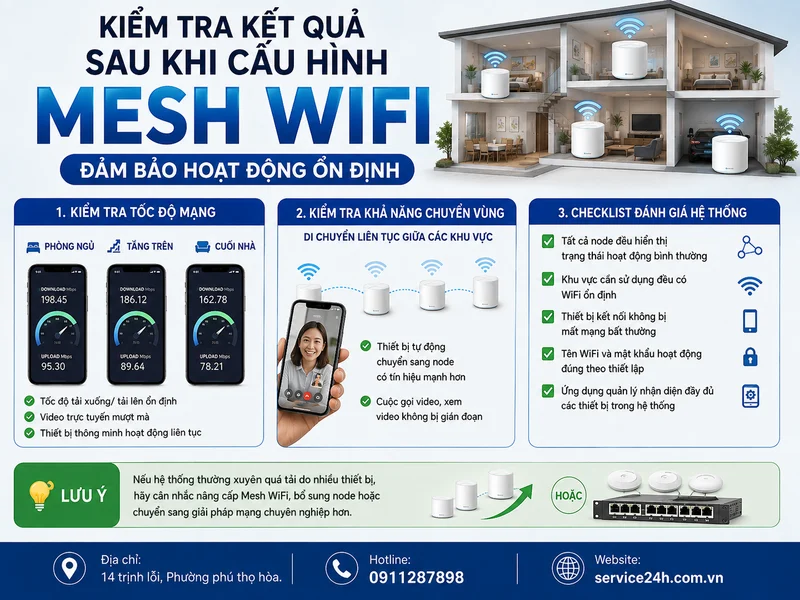 Kiểm tra kết quả sau khi cấu hình Mesh Wifi thành công