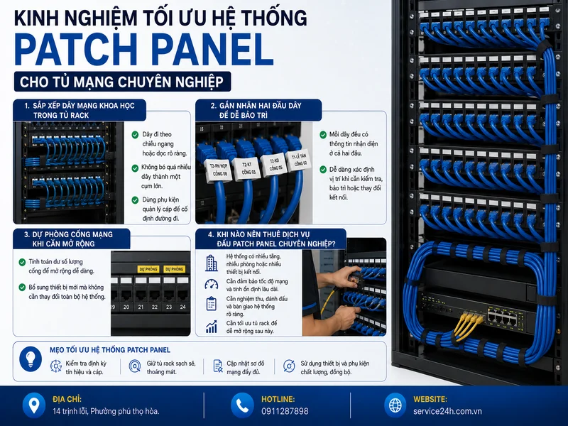 Kinh nghiệm tối ưu hệ thống Patch Panel cho tủ mạng chuyên nghiệp
