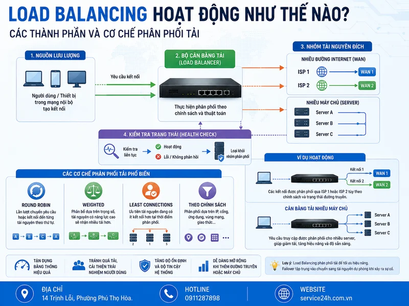Load Balancing hoạt động như thế nào? Các thành phần và cơ chế phân phối tải