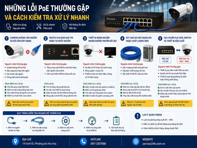 Những lỗi PoE thường gặp và cách kiểm tra xử lý nhanh