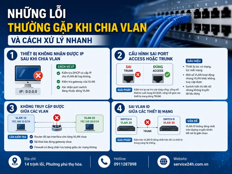 Những lỗi thường gặp khi chia VLAN và cách xử lý nhanh