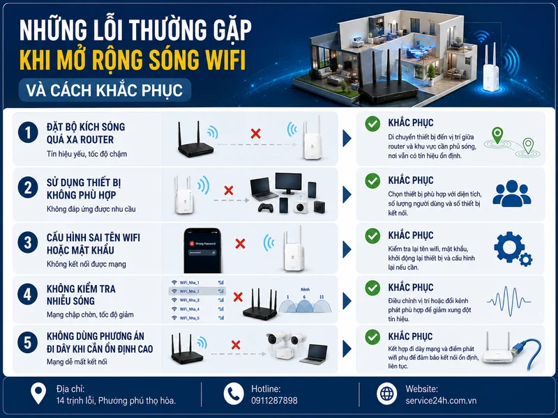 Những lỗi thường gặp khi mở rộng sóng wifi và cách khắc phục