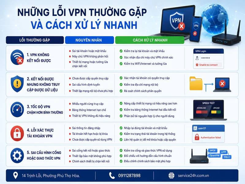 Những lỗi VPN thường gặp và cách xử lý nhanh
