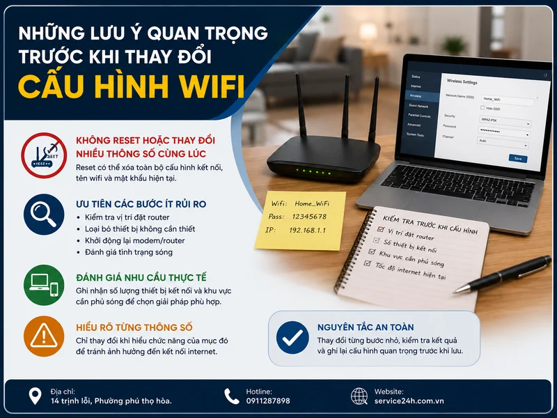 Những lưu ý quan trọng trước khi thay đổi cấu hình wifi