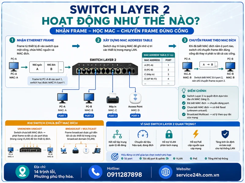 Switch Layer 2 hoạt động như thế nào?