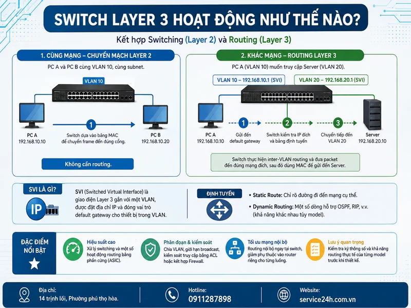 Switch Layer 3 hoạt động như thế nào?