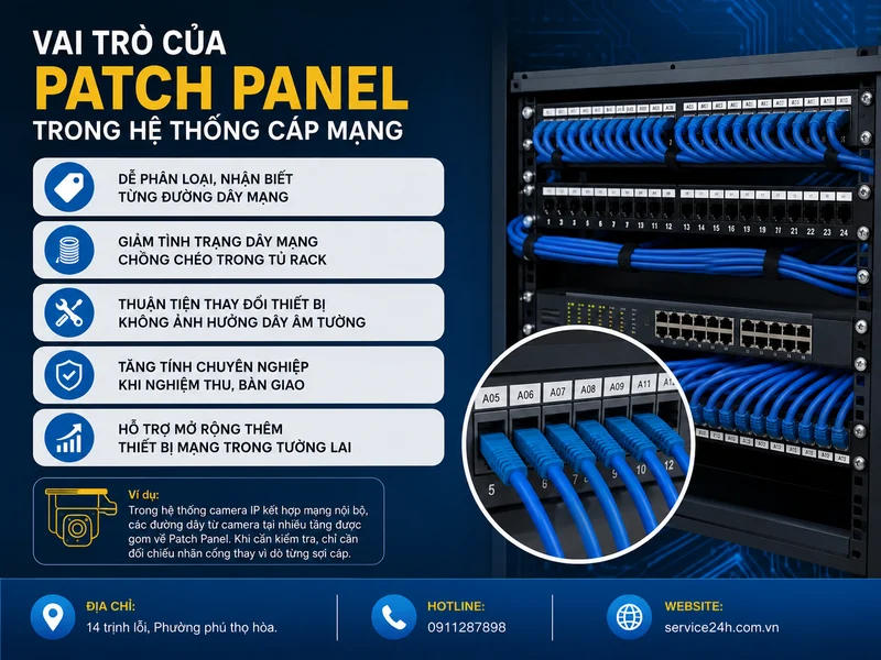 Vai trò của Patch Panel trong hệ thống cáp mạng