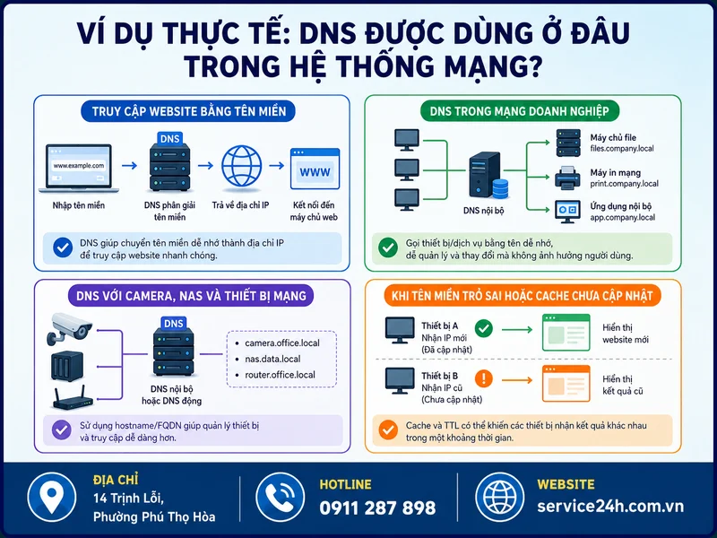 Ví dụ thực tế: DNS được dùng ở đâu trong hệ thống mạng?