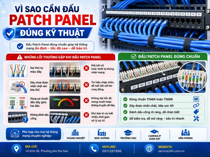 Vì sao cần đấu Patch Panel đúng kỹ thuật