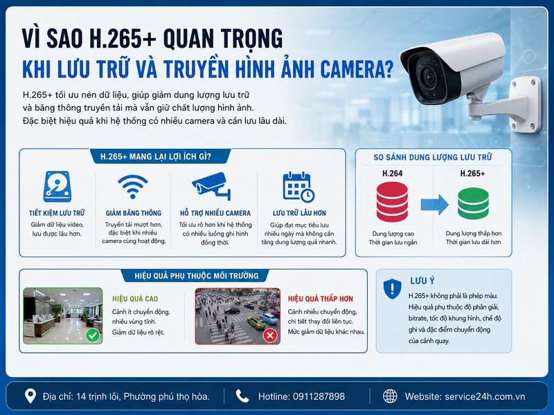 Vì sao H.265+ quan trọng khi lưu trữ và truyền hình ảnh camera?