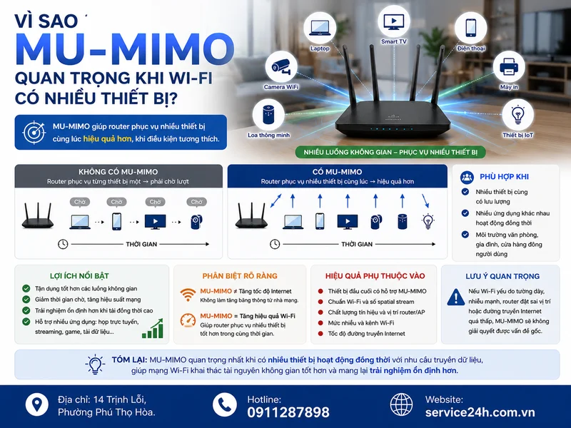 Vì sao MU-MIMO quan trọng khi Wi-Fi có nhiều thiết bị?