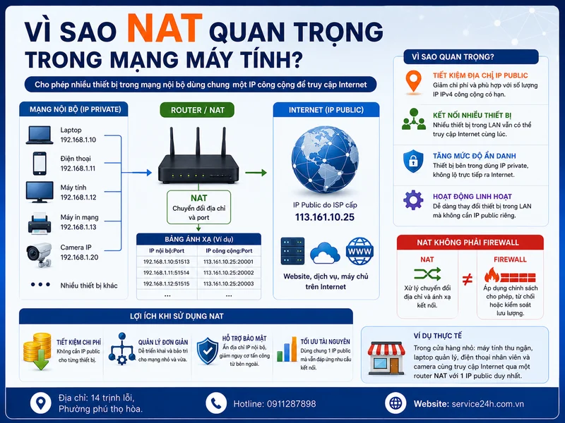 Vì sao NAT quan trọng trong mạng máy tính?