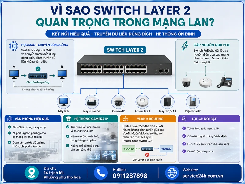 Vì sao Switch Layer 2 quan trọng trong mạng LAN?