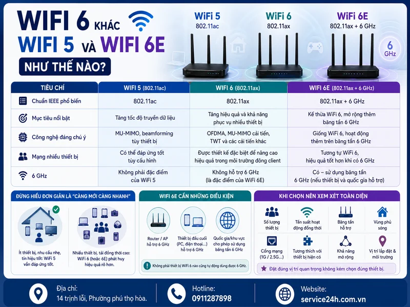 WiFi 6 khác WiFi 5 và WiFi 6E như thế nào?