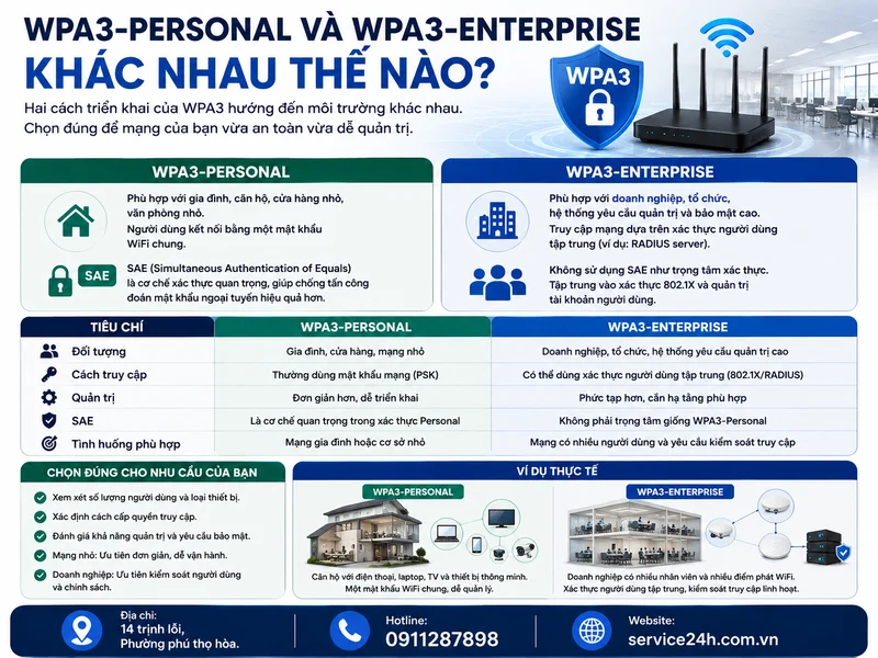 WPA3-Personal và WPA3-Enterprise khác nhau thế nào?